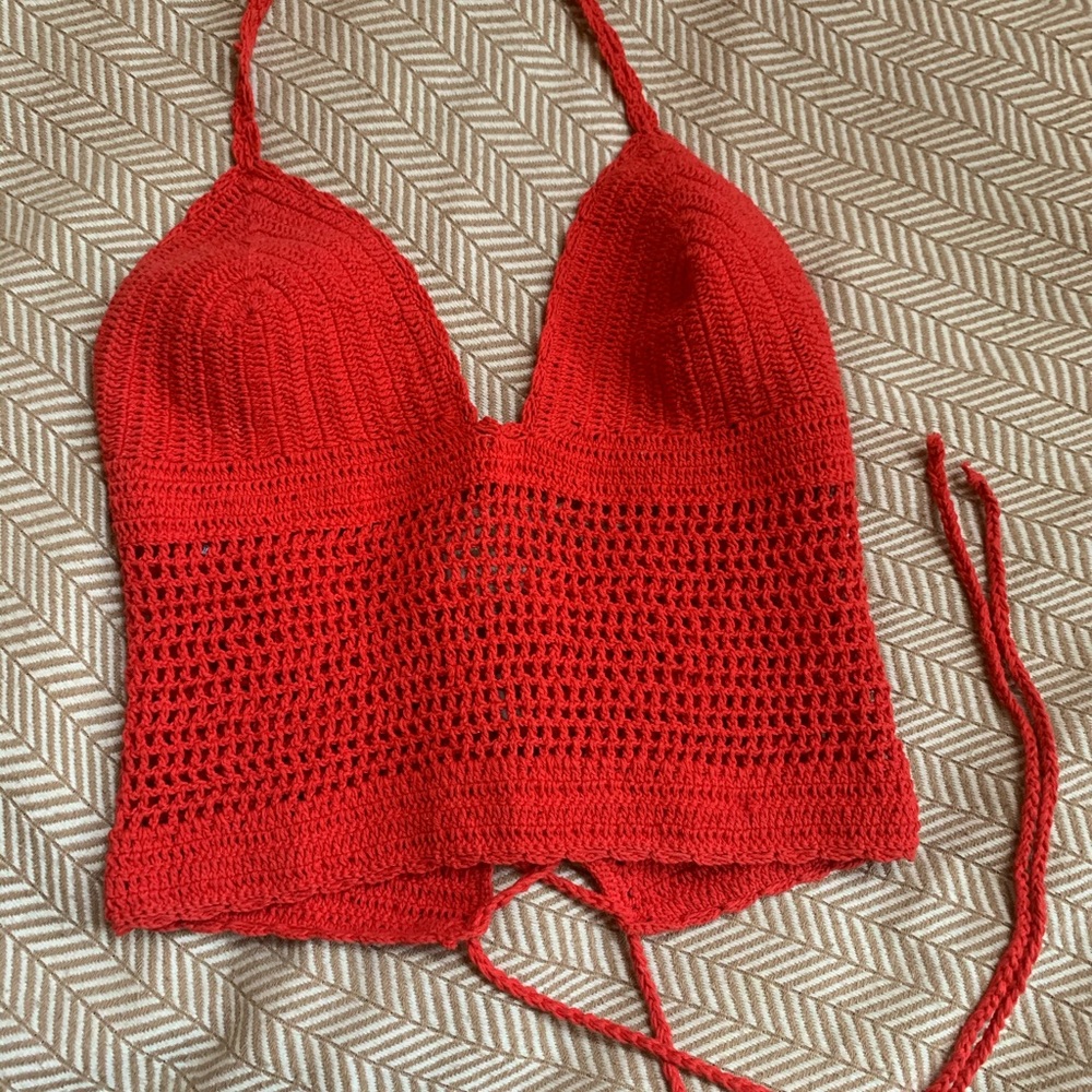 Vintage Red Crochet Halter
